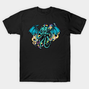 Cthulhu Floral Ornament Sea Monster Horror T-Shirt